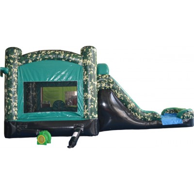 Pogo Camo Commercial Kids Jumper Inflatable Bounce House with Blower and Slide   